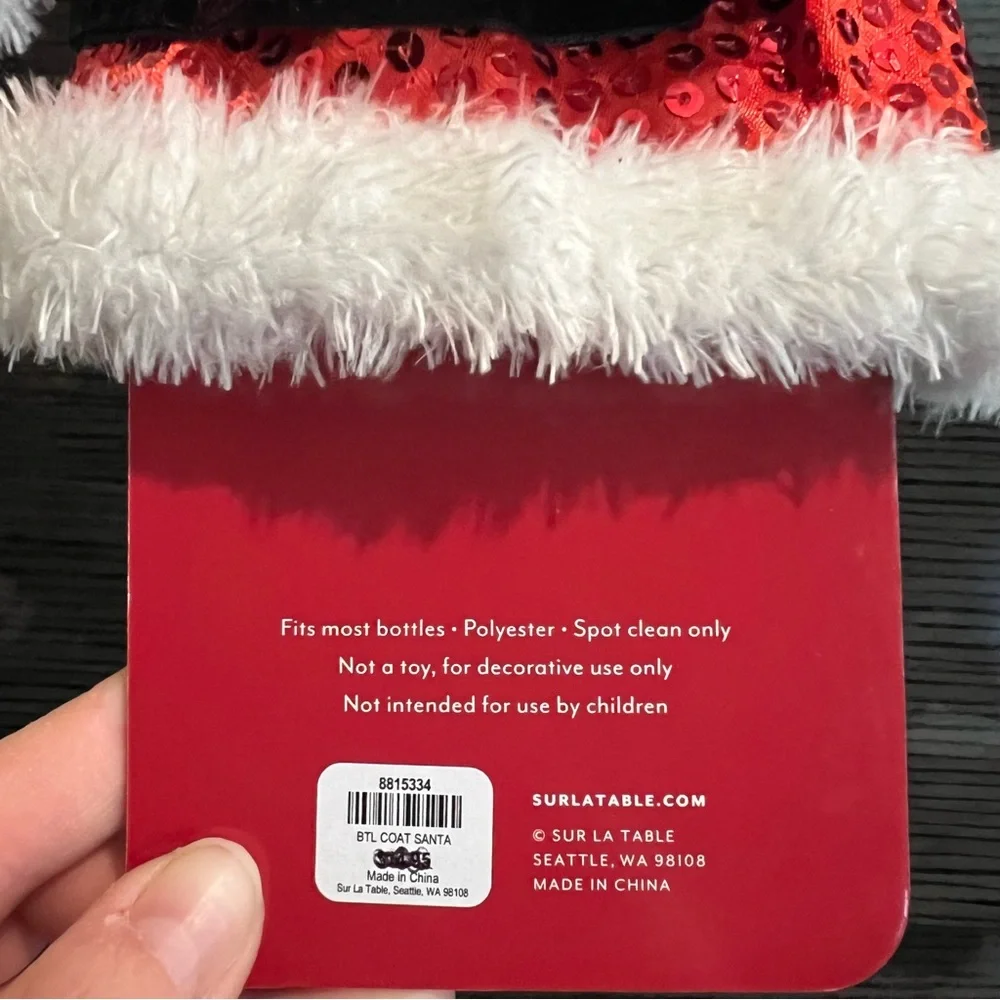 Santa bottle gift bag with topper NWT